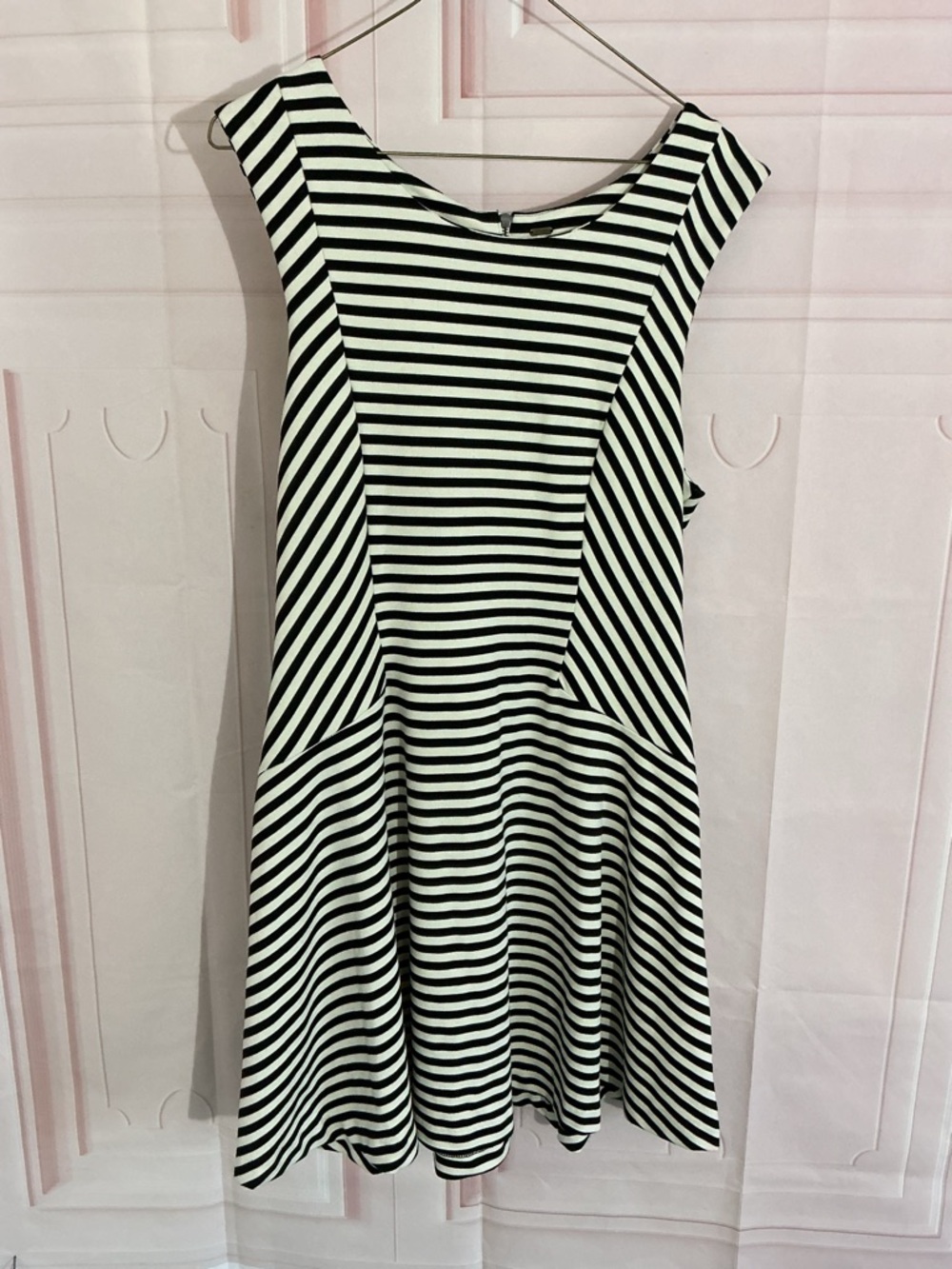 Free People Black and White Striped Sleeveless Mini Dress. Size L